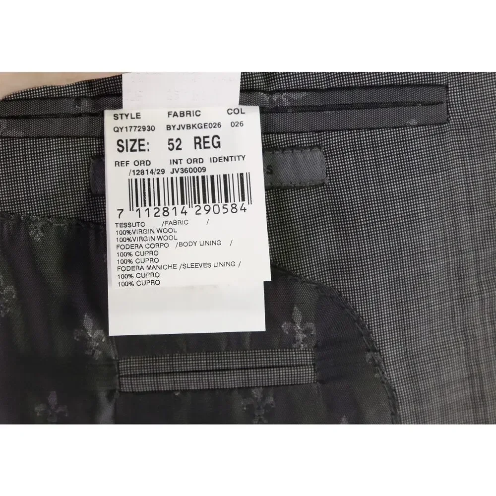 John Varvatos Gray Tic Woven Peak Lapel 2-Btn Wool Suit 42R